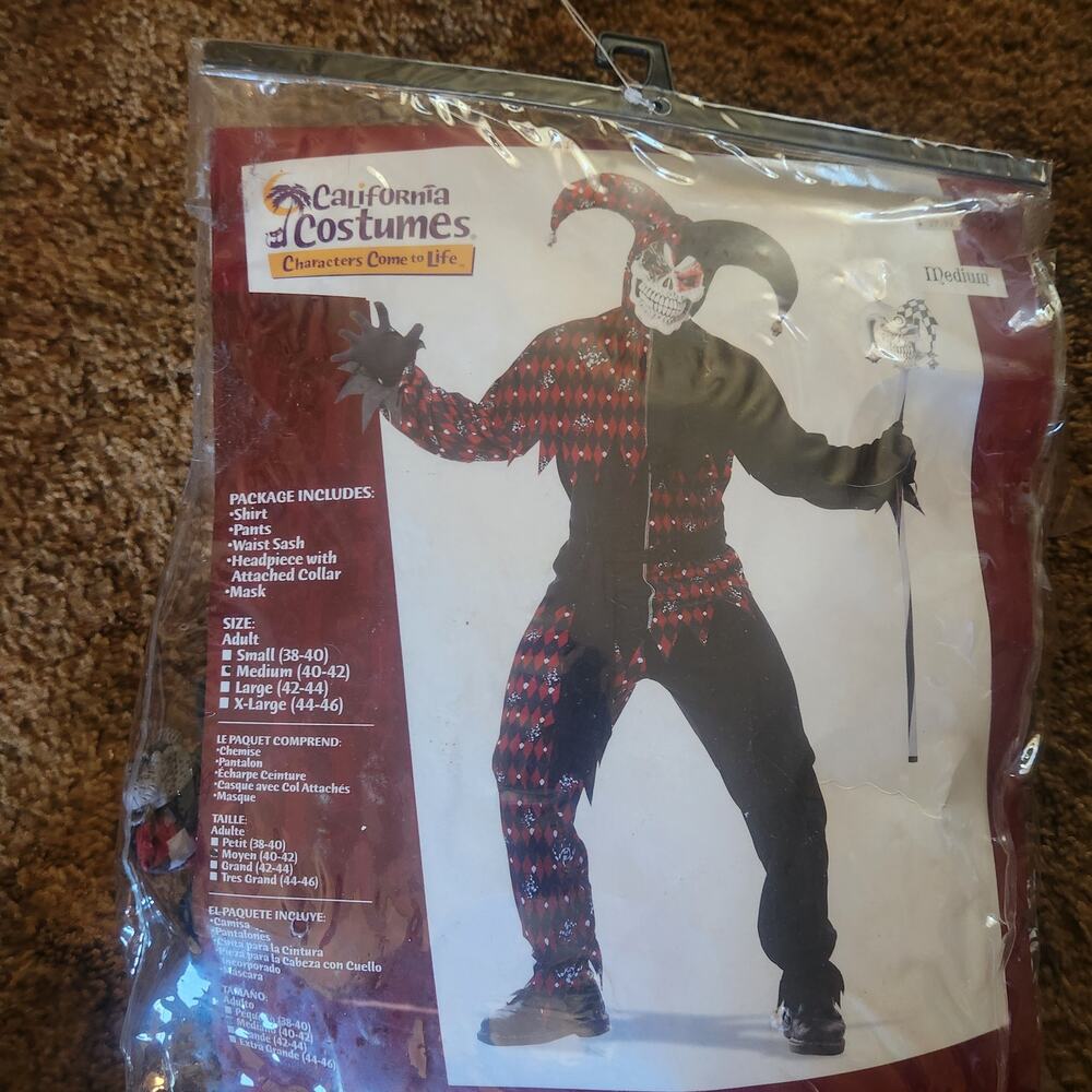 California Costumes Sinister Jester Size Medium 40-42 No Mask